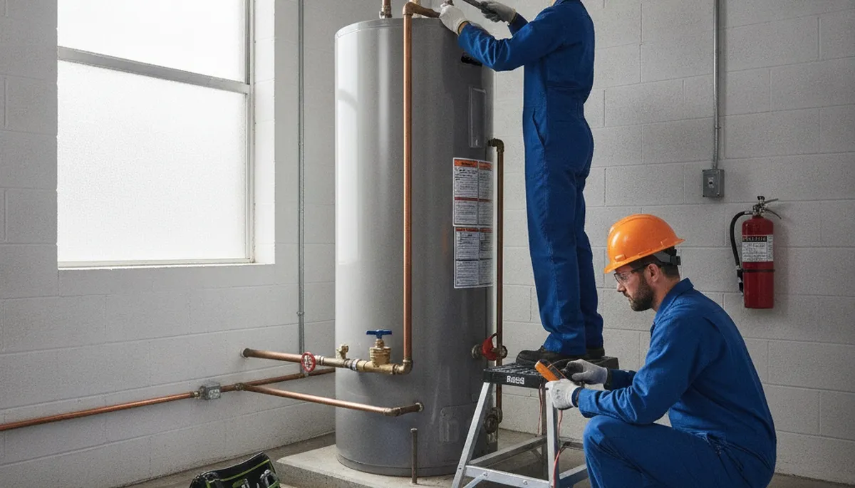 Miami, FL plumber repairing a water heater for emergency home plumbing service